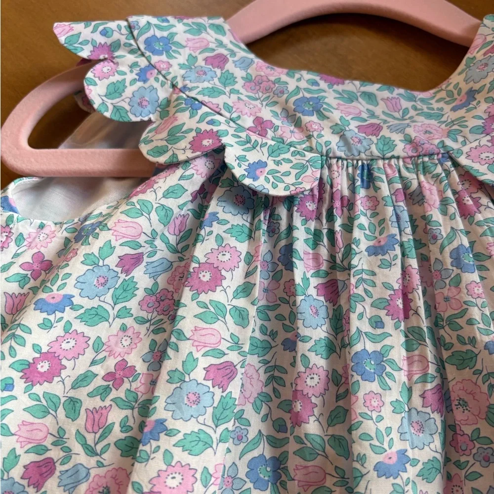 Jacadi Floral Baby Dress with Pink and Blue Accents - Picture 2 of 4
